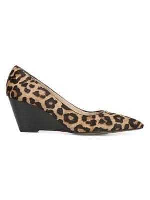 Franco Sarto Alicia Leopard-print Calf Hair Wedge Pumps