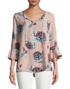 Ivanka Trump Floral Bell-cuffs Top