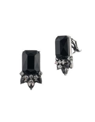 Carolee Midnight Tower Diamond, Hematite And Crystal Clip Earrings