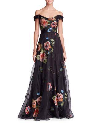Marchesa Notte Embroidered Organza Gown