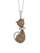 Le Vian Chocolatier 14k Vanilla Gold, Chocolate Diamond And Vanilla Diamond Cat Pendant Necklace