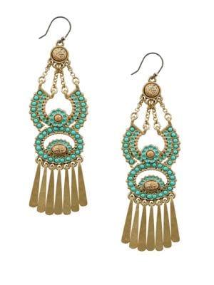 Lucky Brand Cowgirl California Turquoise & Jasper Chandelier Earrings