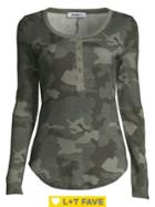 William Rast Kairah Snap Front Henley Camo Top
