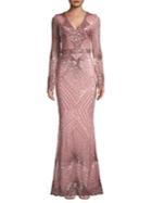 Quiz Geo Sequin V-neck Fit-&-flare Gown