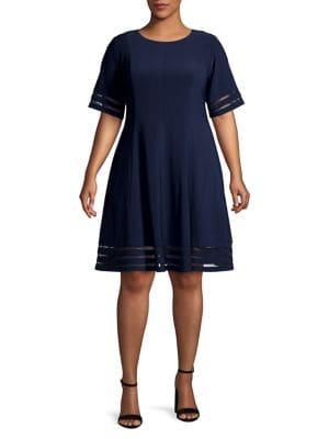 Eliza J Plus Illusion Striped Fit-&-flare Dress