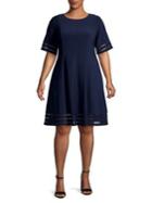 Eliza J Plus Illusion Striped Fit-&-flare Dress