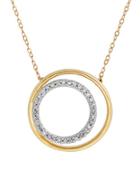 Lord & Taylor Diamonds And 14k Yellow Gold Nested Circle Pendant Necklace