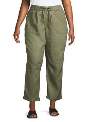 Lord & Taylor Plus Linen Drawstring Pants