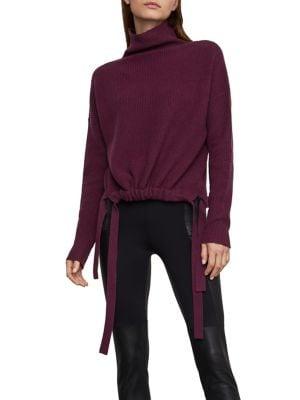 Bcbgmaxazria Ribbed Drawstring Cropped Sweater