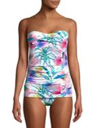 Tommy Bahama Floral-print Bandeau Tankini