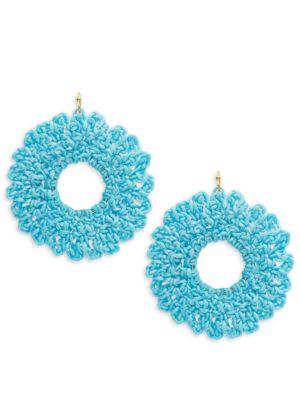 Design Lab Lord & Taylor Blue Crochet Hoop Earrings