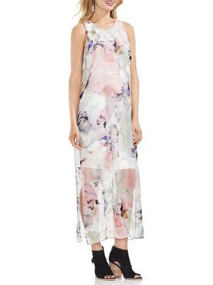 Vince Camuto Petite Sleeveless Diffused Maxi Overlay Dress