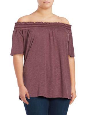 Lord & Taylor Plus Heathered Off-the-shoulder Top