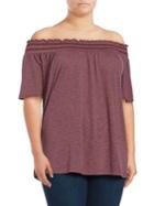Lord & Taylor Plus Heathered Off-the-shoulder Top