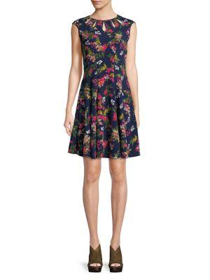 Gabby Skye Floral Fit-&-flare Dress