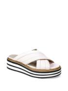 Summit By White Mountain Lowell Leather Cross Band Platform Sandals