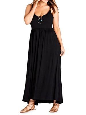 City Chic Plus Lace-up Maxi Dress