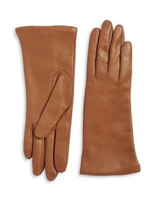 Lord & Taylor Mid Length Cashmere Lined Leather Gloves