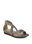 Eileen Fisher Dylan Rib-strap Shimmer Metallic Leather Sandals