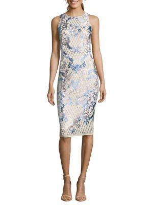 Nicole Miller New York Embroidered Sleeveless Sheath Dress