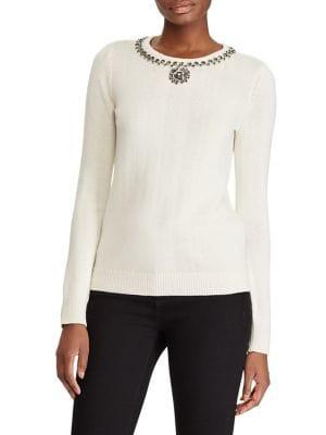 Lauren Ralph Lauren Beaded Long-sleeve Sweater