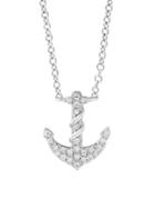 Effy Final Call Diamond & 14k White Gold Anchor Pendant Necklace