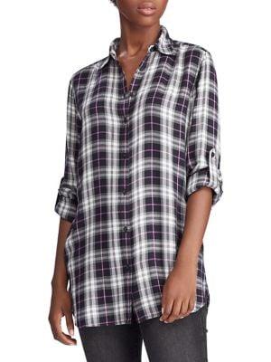 Lauren Ralph Lauren Petite Relaxed-fit Plaid Shirt