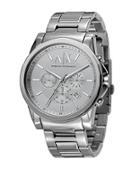 Armani Exchange Mens Round Silver Stainless Steel Multi Function Watch