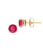 Lord & Taylor Ruby And 14k Gold Round Stud Earrings
