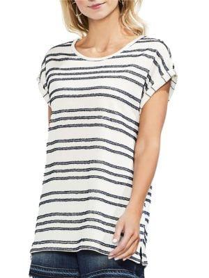 Vince Camuto Zen Bloom Fringe Stripe Tee