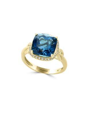 Effy Ocean Bleu Diamond, London Blue Topaz And 14k Gold Ring