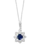 Effy Royal Bleu 14k White Gold, Diamond And Natural Sapphire Pendant Necklace