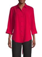 Jones New York Roll-tab Button Front Blouse