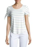 Design Lab Lord & Taylor Striped Tie-sleeve Top