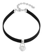 Design Lab Lord & Taylor Pave Heart Charm Choker Necklace