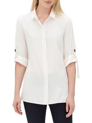Lafayette 148 New York Jeslyn Roll-tab Silk Blouse