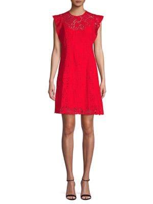 Michael Michael Kors Ornate Mosaic Crochet A-line Mini Dress