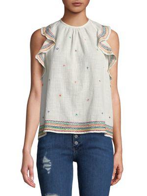 Banjara Embroidered Open-back Ruffle Top