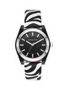 Michael Kors Channing Stainless Steel & Zebra-print Leather-strap Watch
