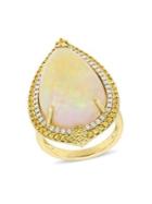 Sonatina 14k Yellow Gold, Ethiopian Opal, Yellow Sapphire & Diamond Halo Cocktail Ring