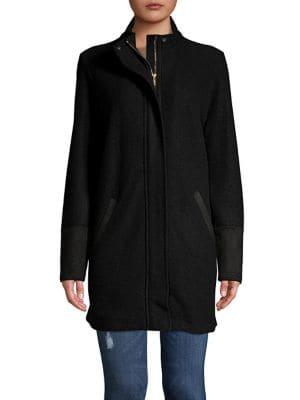 Karl Lagerfeld Paris Zip Front Long Jacket