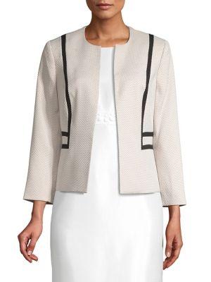 Kasper Jacquard Piping Open-front Jacket
