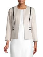 Kasper Jacquard Piping Open-front Jacket