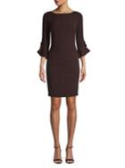 Karl Lagerfeld Paris Grid-dot Bell-sleeve Sheath Dress