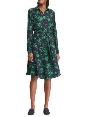 Lauren Ralph Lauren Georgette Belted Fit-&-flare Shirtdress