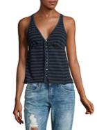 Free People Striped Button-front Tank Top