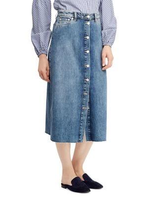 Lauren Ralph Lauren Denim Midi A-line Skirt