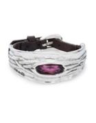 Uno De 50 Crystal And Leather Bracelet