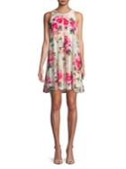 Calvin Klein Plus Floral Chiffon Pleated Dress