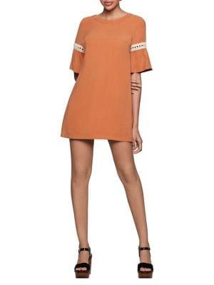 Bcbgeneration Embroidered Flutter-sleeve Dress